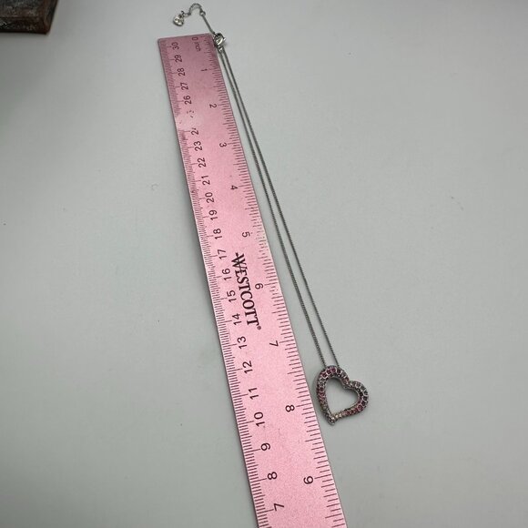 Swarovski Open Heart Pendant Necklace Silver Tone Pavé Crystal Multicolor 18.5" - Picture 13 of 15